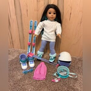 Retired American Girl Doll of the Year (2022) Corinne and ski accessories